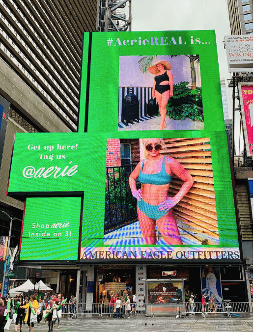 Aerie Times Square billboard featuring creator content